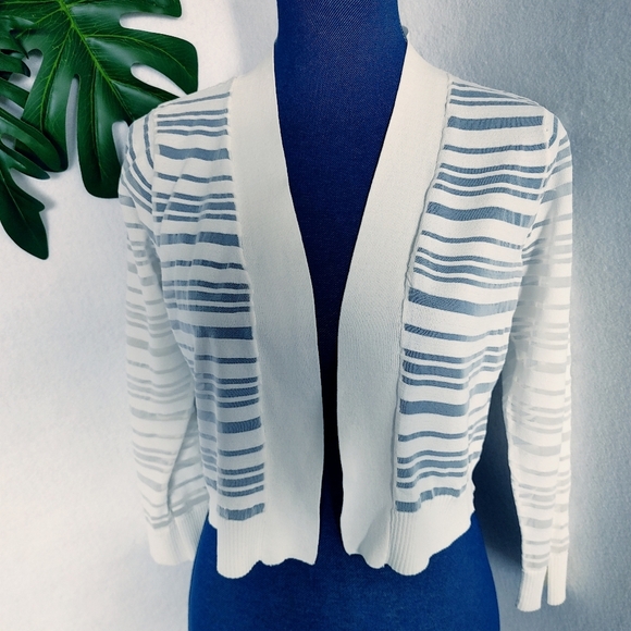 Calvin Klein Crop Sheer Sweater Cardigan - Picture 1 of 7